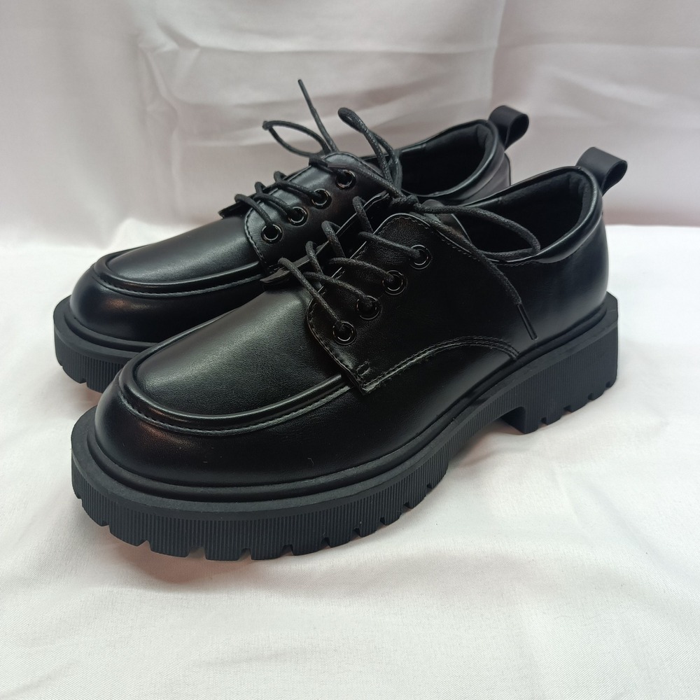 Mudd Raul-01L Black Platform Lug Sole Lace Up Oxford Shoes Womens 7.5 Y2K Vibe
